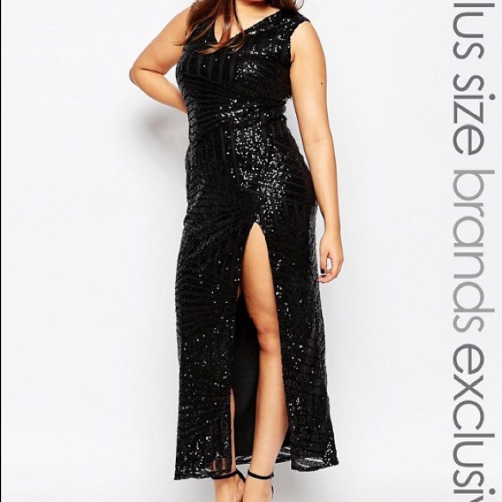 NEW Club L Plus Sequin Embellished Gown